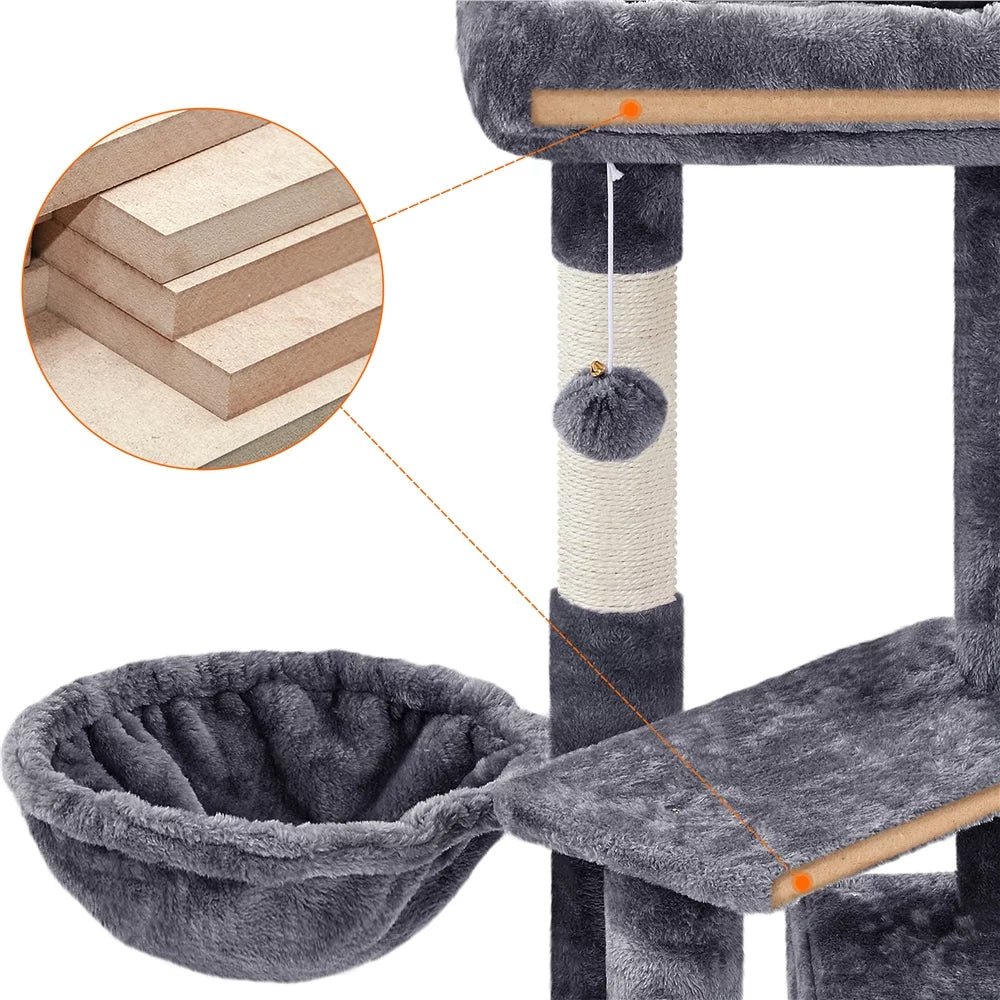 Dark Gray Cat Tree Tower with Condo and Perches T96714