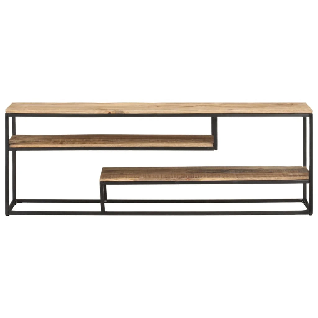 Rough Mango Wood TV Stand with Storage Shelves V88103