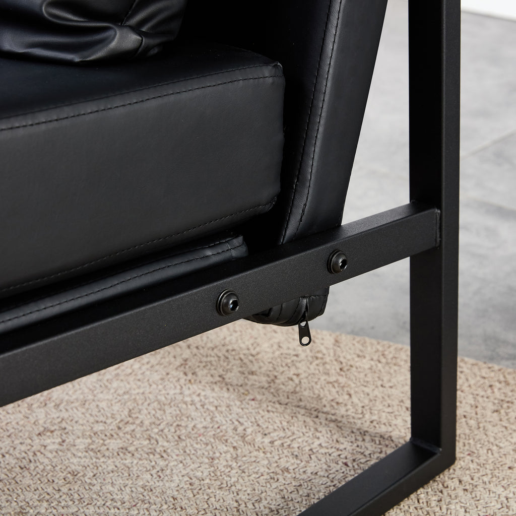 Black PU Leather Accent Armchair with Metal Frame H61438