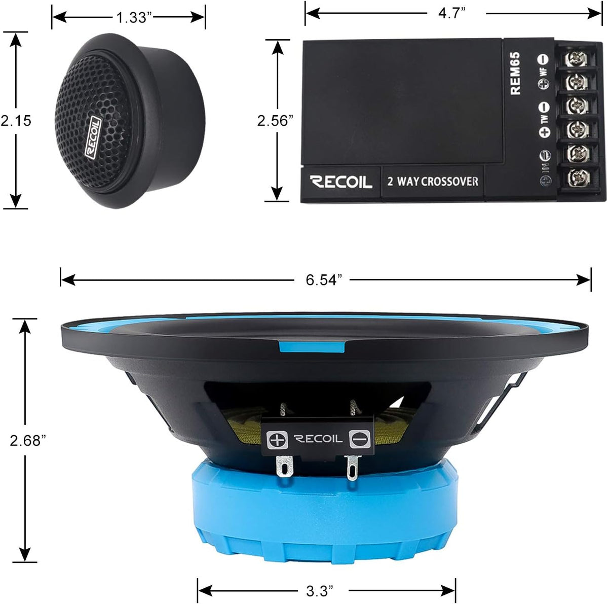 6.5-Inch Car Audio Component Speaker System Pack of 2 D890315