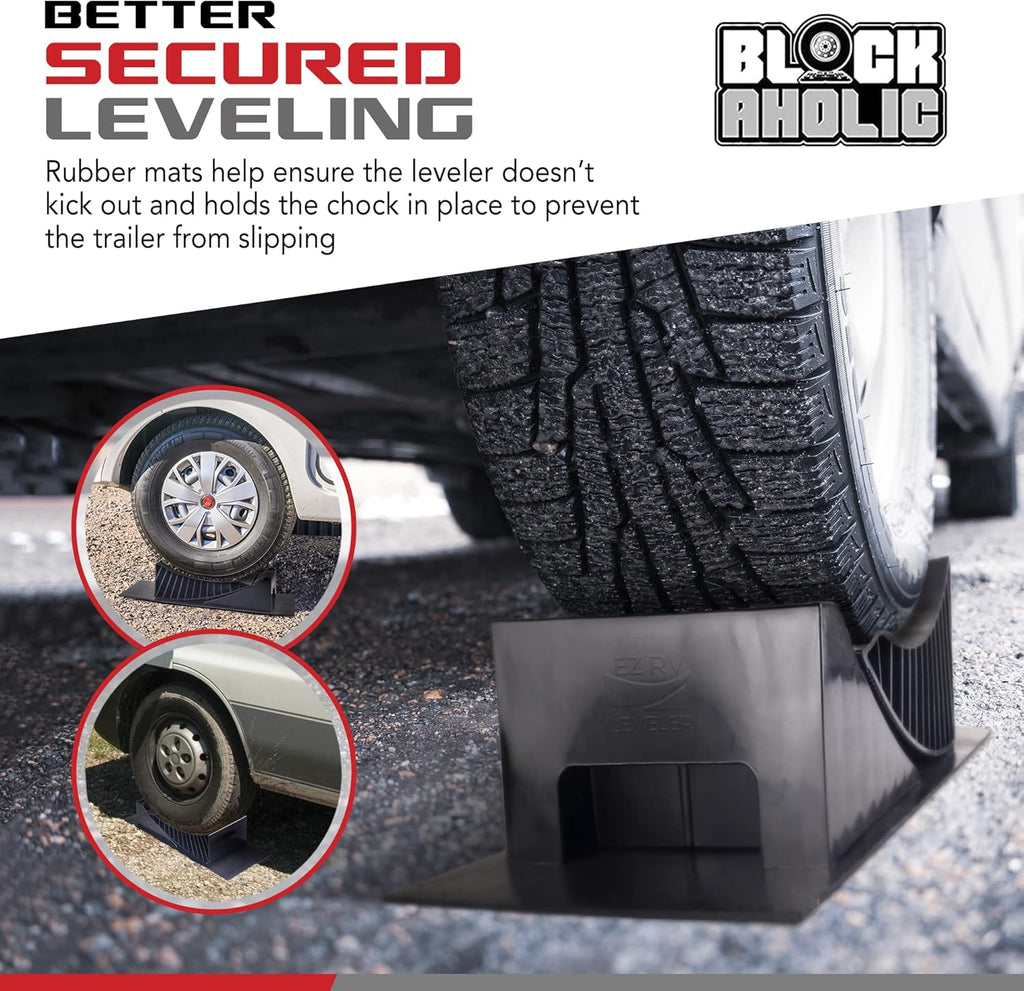 Curved RV Leveling Ramp with Chocks and Rubber Mat, 2 Pack R665829