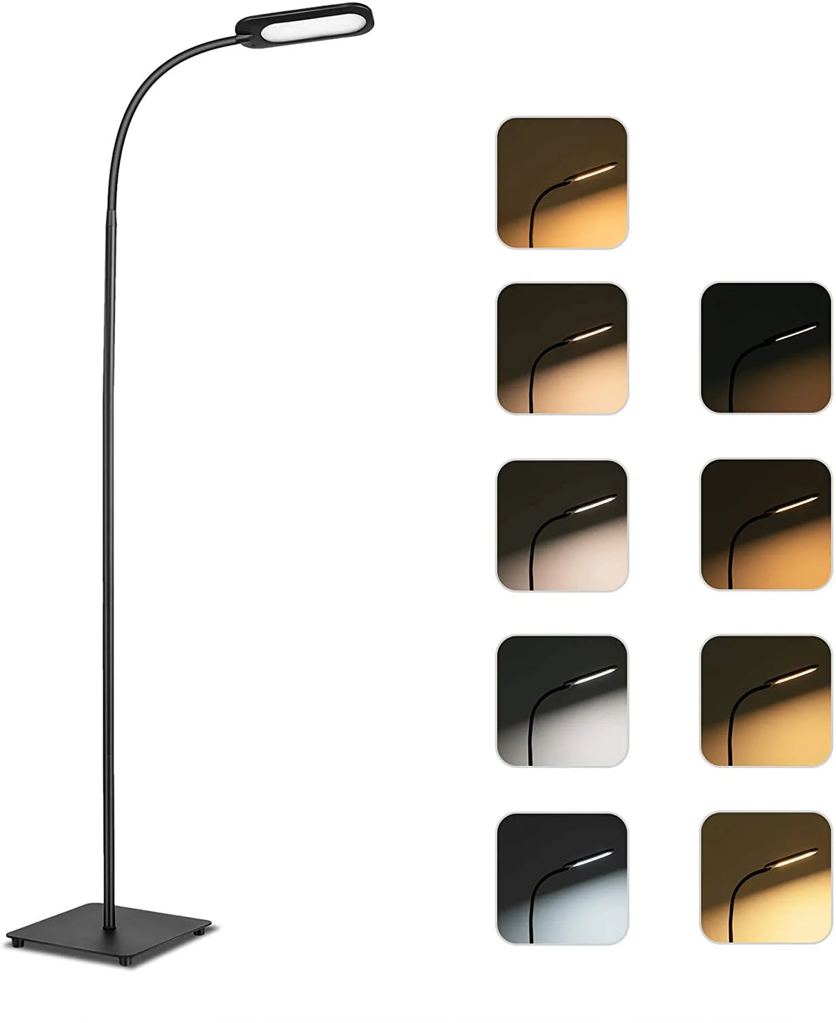 Dimmable Black Floor Lamp with Adjustable Gooseneck V766