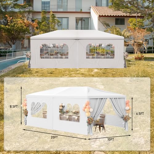 White 10x30 Heavy Duty Party Tent with 7 Removable Sidewalls W33744