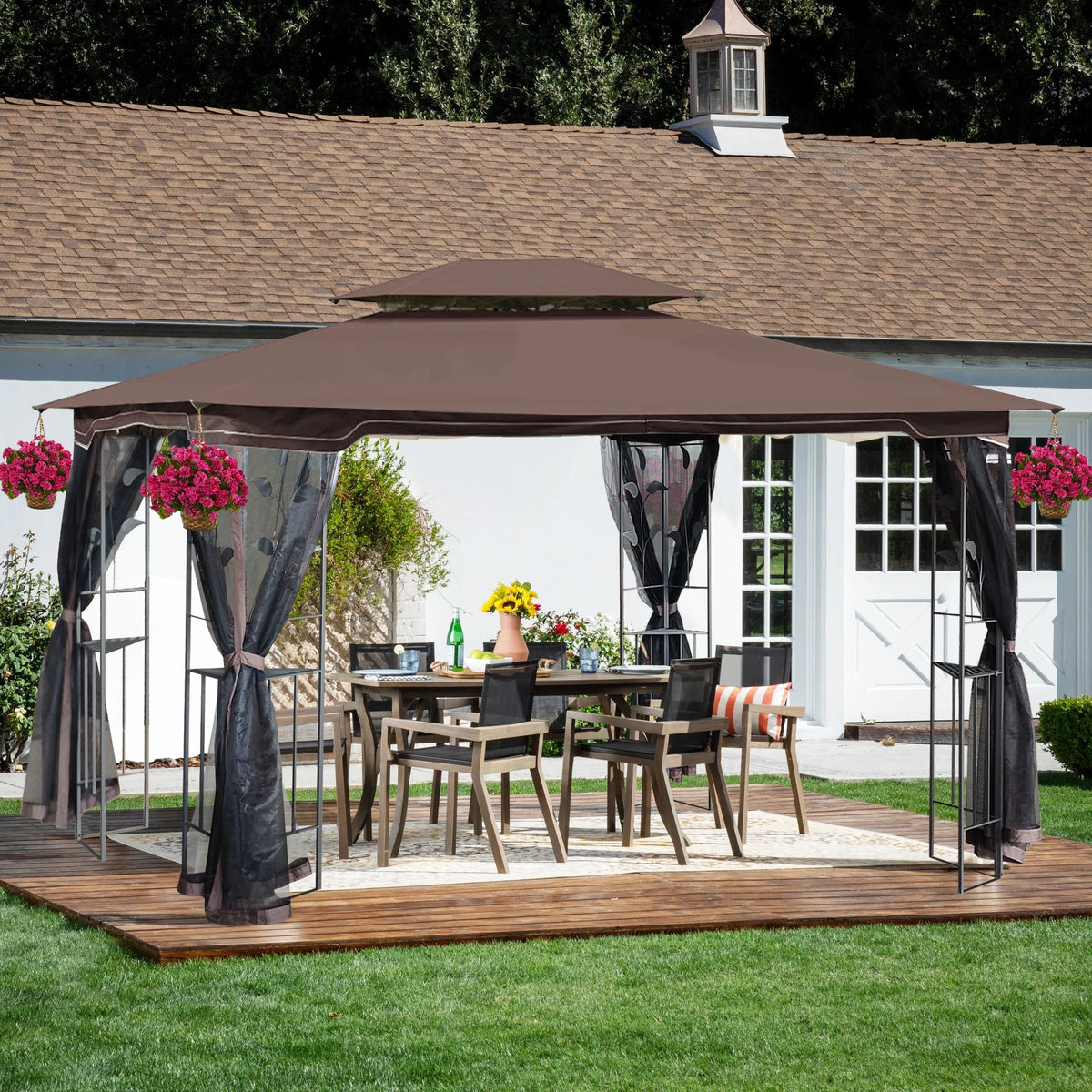 13x10 Ventilated Double Roof Canopy Tent with Detachable Mesh O1439
