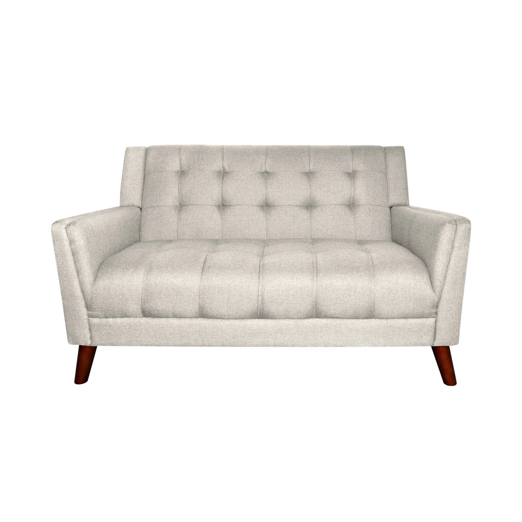 Beige Fabric Tufted Loveseat J327