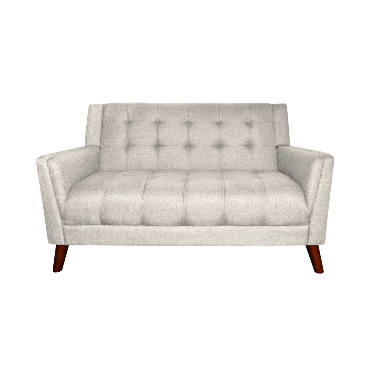 Beige Fabric Tufted Loveseat J327