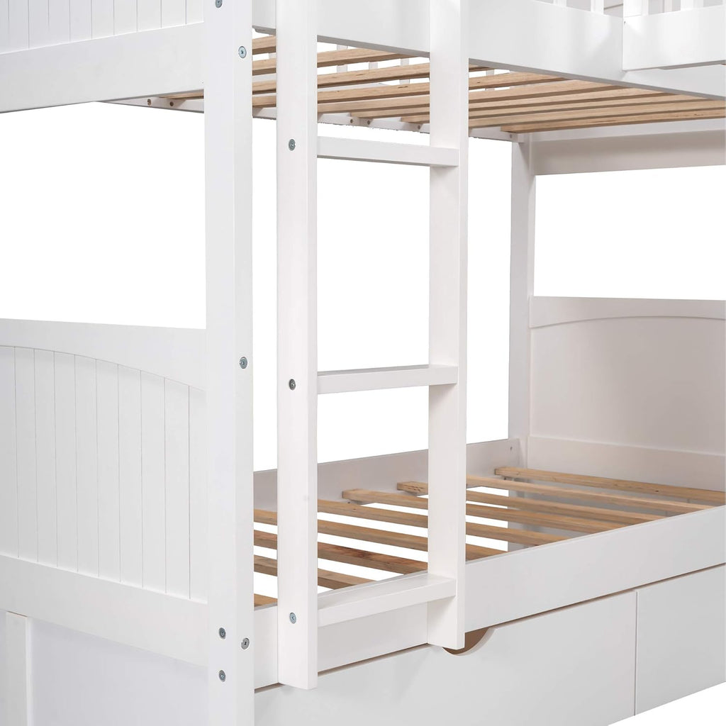White Triple Loft Bunk Bed with 2 Drawers A2365