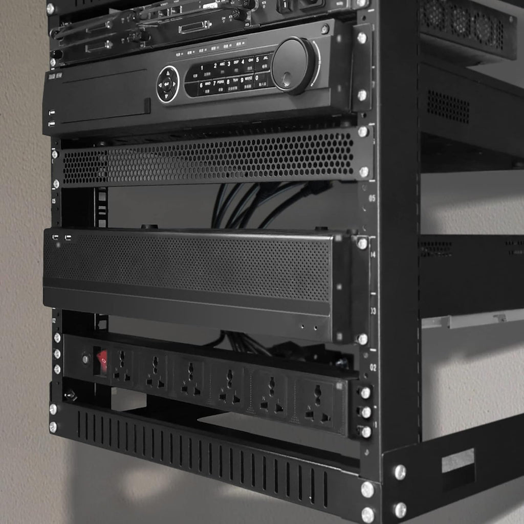 Black 12U 19 Wall Mount Server Rack, 17.7 Deep 2 Post Open Frame Cabinet C300435