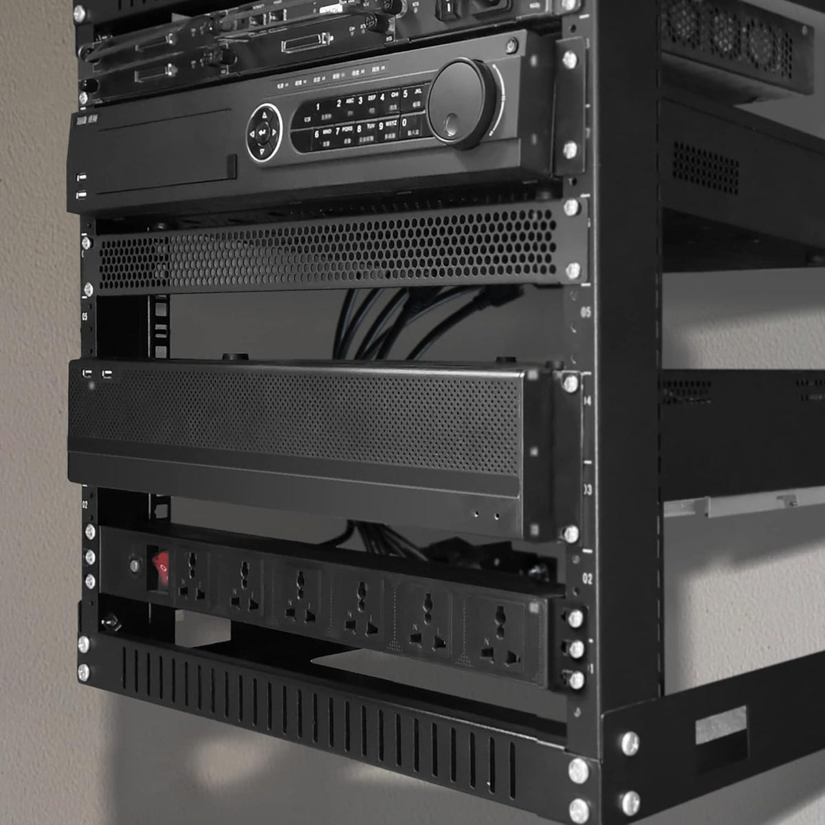 Black 12U 19 Wall Mount Server Rack, 17.7 Deep 2 Post Open Frame Cabinet C300435