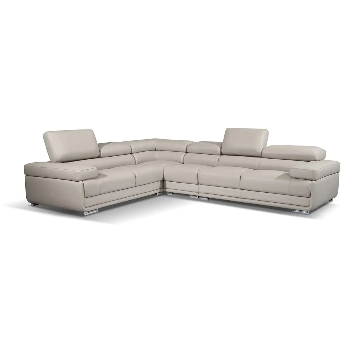Light Gray Leather Sectional Sofa Y81640