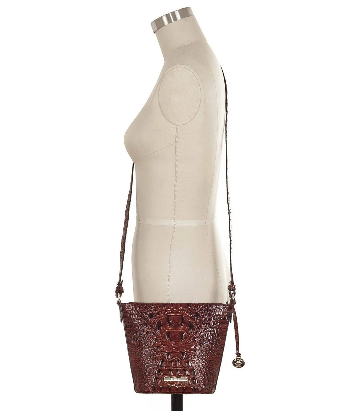 Pecan/Gold Embossed Leather Mini Crossbody M944