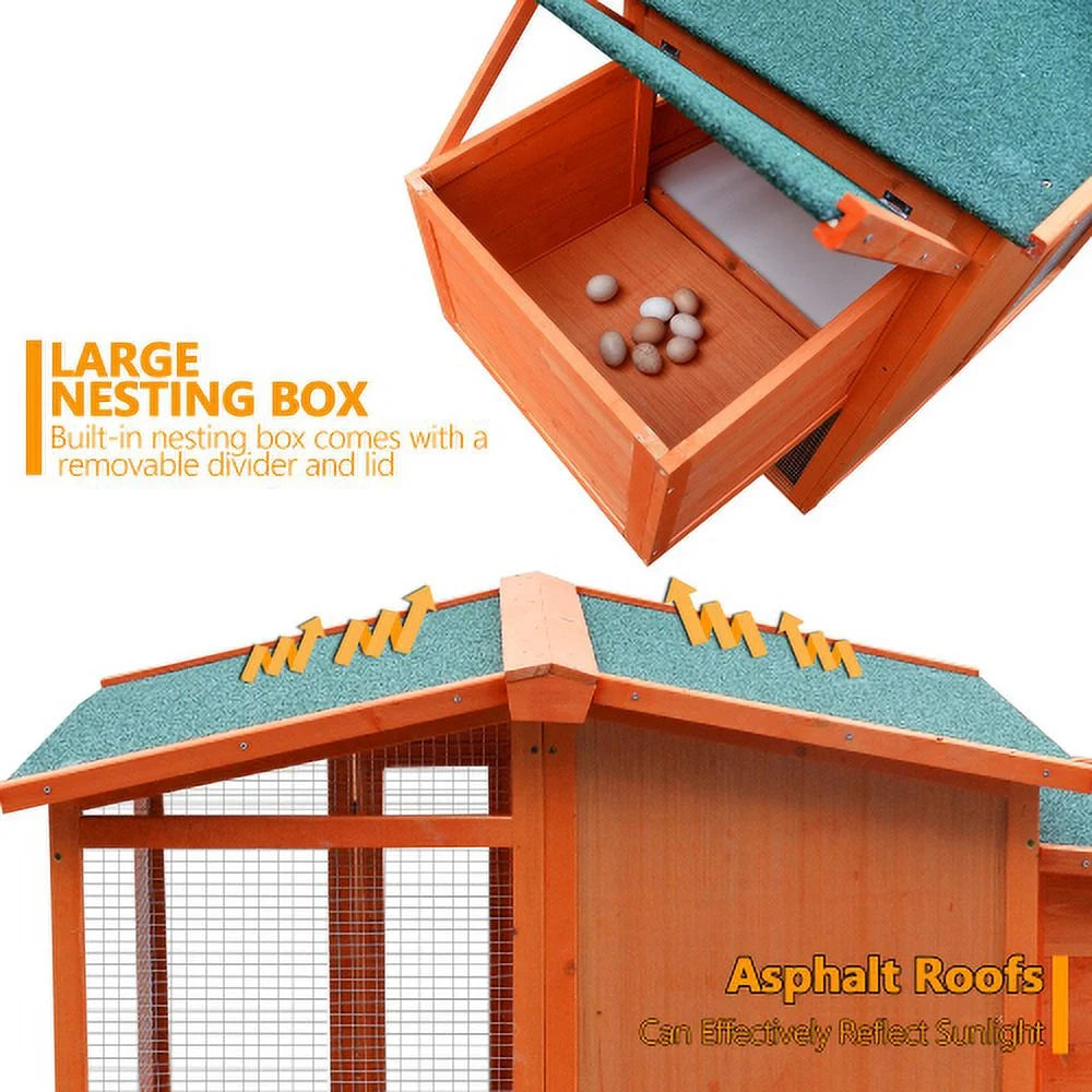 Large Wooden Chicken Coop with Nest Box A431100