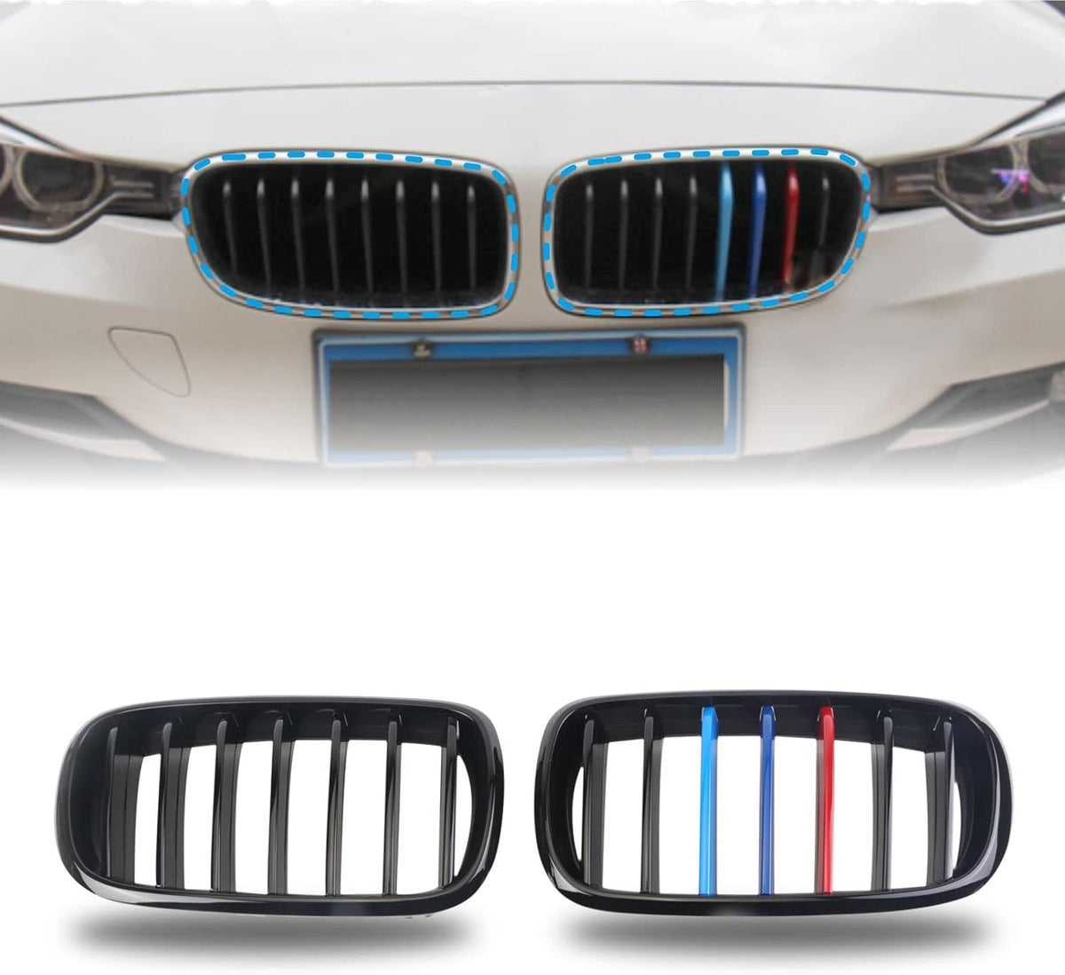 Gloss Black ABS Grills Pack of 2 T573