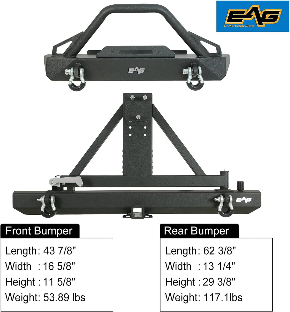 Front Winch Bumper and Rear Bumper with Assembled Tire Carrier D5909