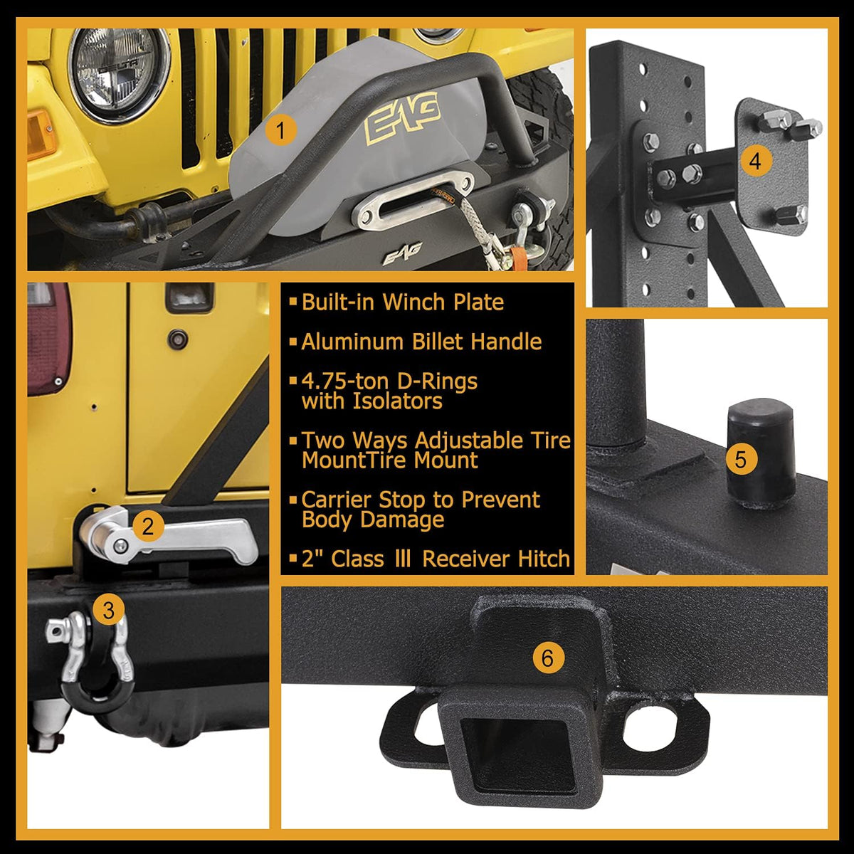Front Winch Bumper and Rear Bumper with Assembled Tire Carrier D5909