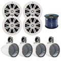 4x Kicker KM60 6.5-Inch Marine White Coaxial Speakers, 4x Kicker Marine KMTESW Tower Enclosure for 6.5-Inch Drivers White, Enrock Audio Marine Grade Spool of 50 Foot 16-Gauge Speaker Wire U910066