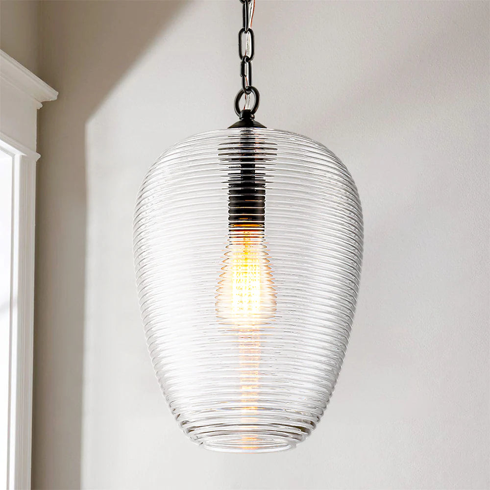 1-Light Dimmable Glass Farmhouse Pendant M3245