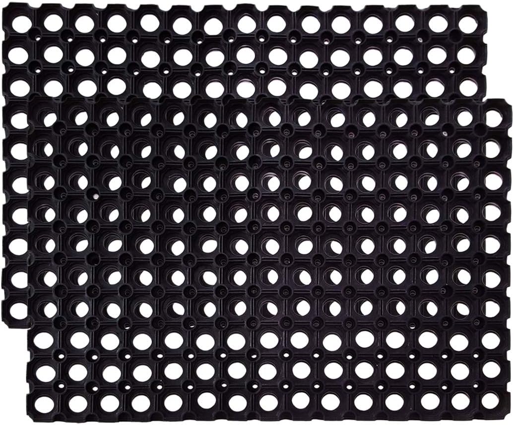 Interlocking Rubber Drainage Floor Mat 24 x 16 inches 12 Mats E581255