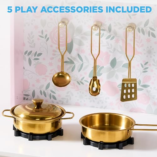 Wooden Pretend Play Kitchen Kids Toy with Storage N8334