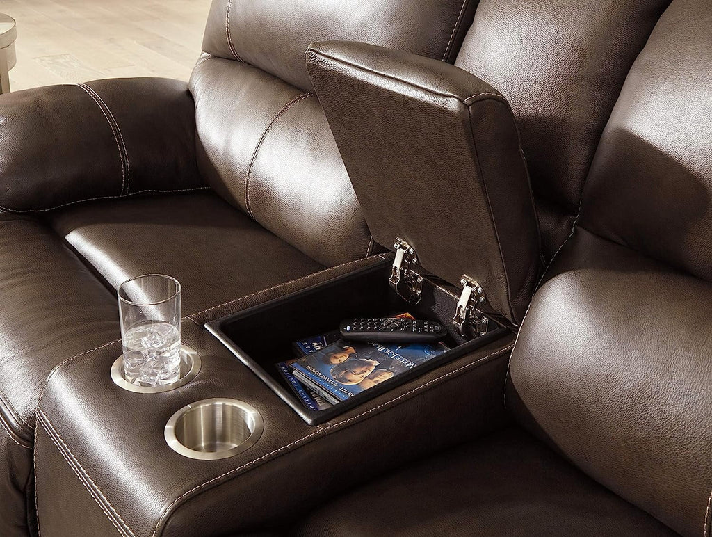 Walnut Leather Power Reclining Loveseat X630930