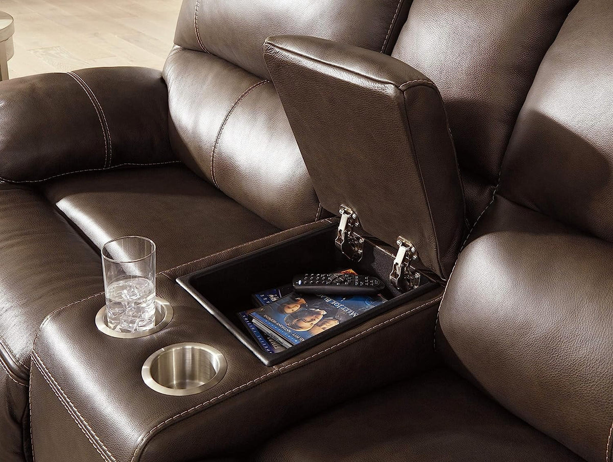 Walnut Leather Power Reclining Loveseat X630930