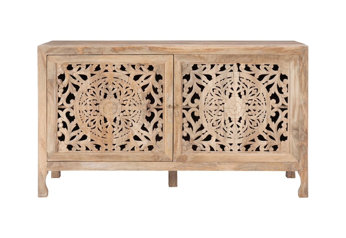 Antique Brown 2-Door Cabinet with Shelves Q290133