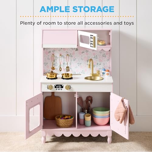 Wooden Pretend Play Kitchen Kids Toy with Storage N8334