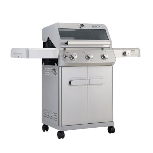 Stainless Steel 3 Burner Propane Gas Grill with Side Burner S30788