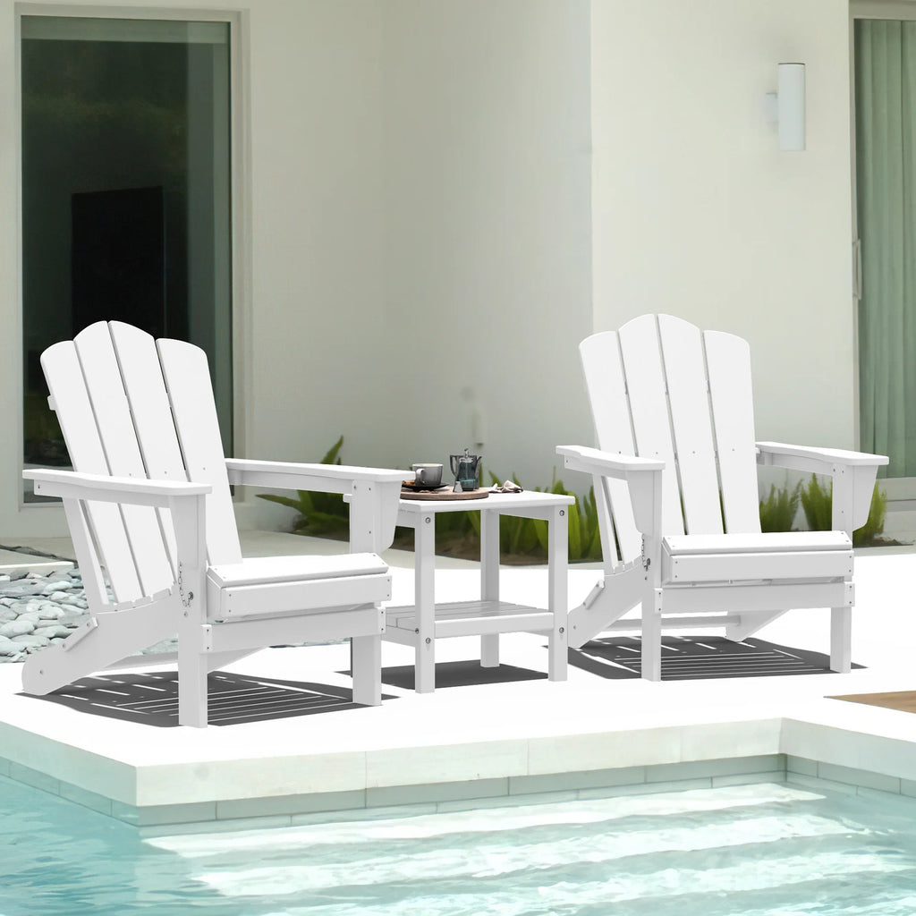 White HDPE Folding Adirondack Chair M720