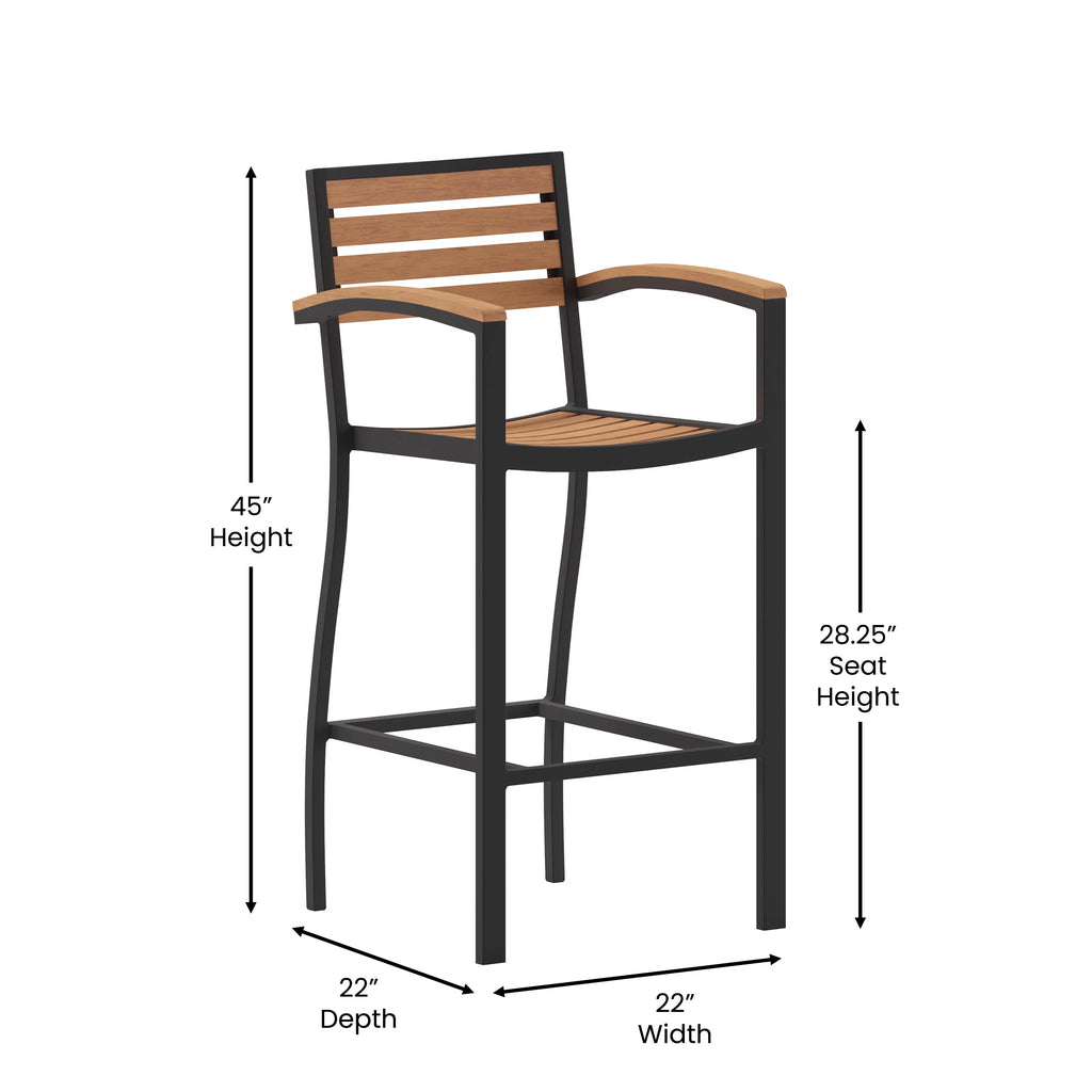 Teak Bar Height Stool with Arms C895