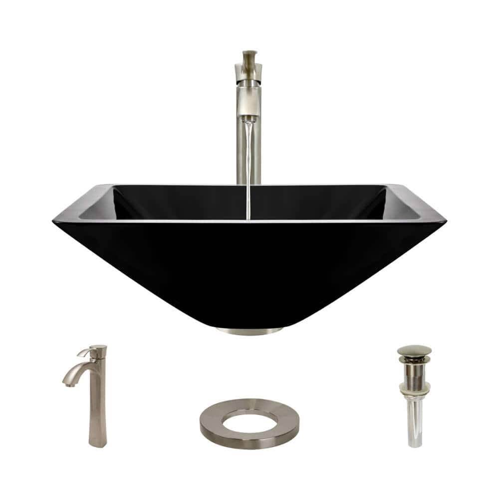 16-1/2x22 Glass Vessel Bathroom Sink with Vessel Faucet L6395