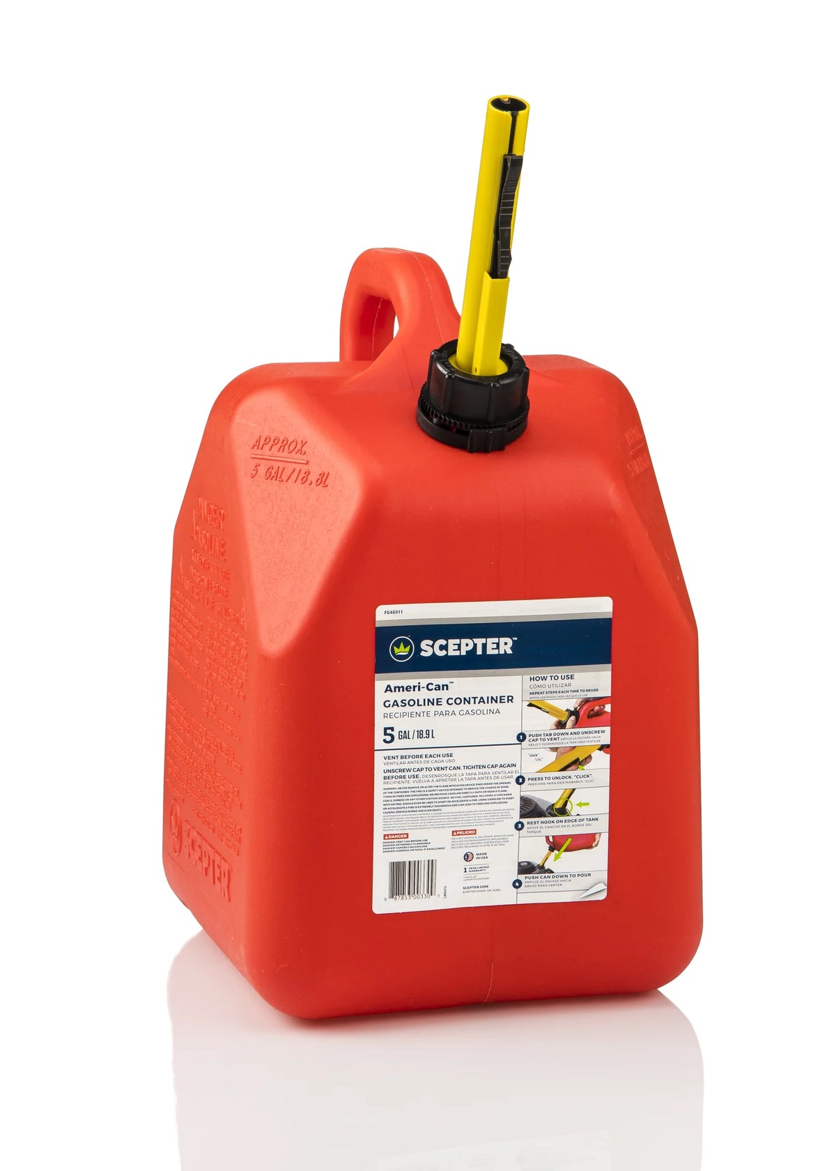 5 Gallon Red Gas Can Fuel Container I6436
