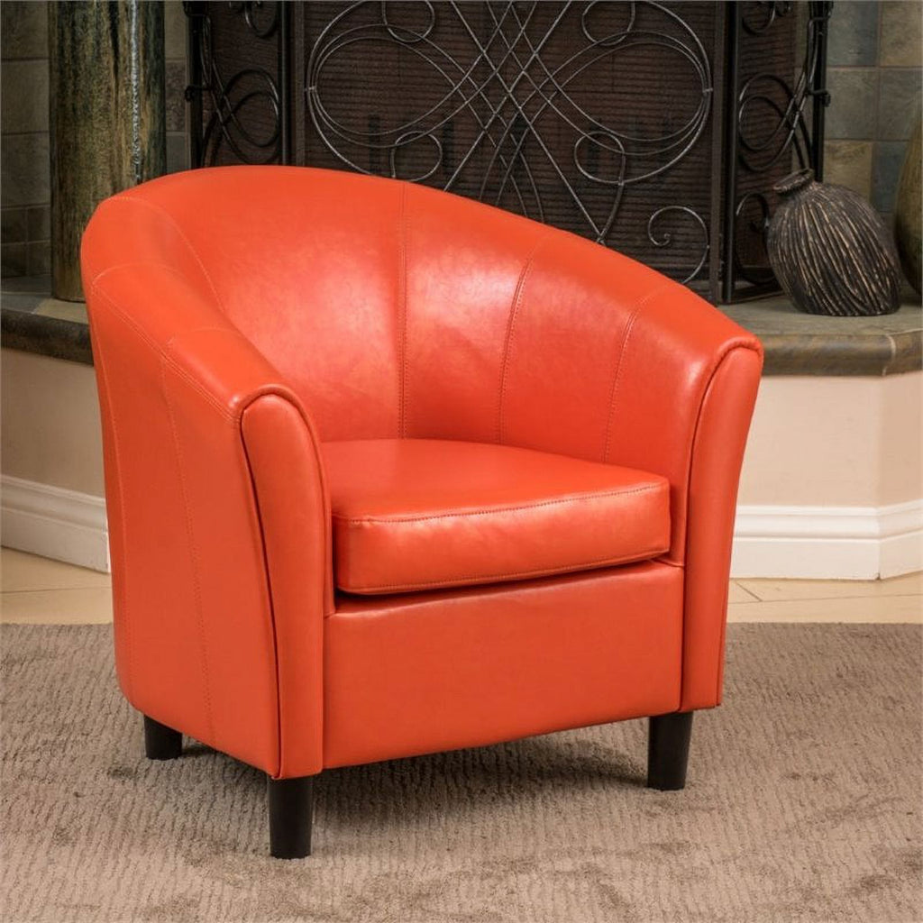 Bonded Leather Club Chair in Orange O28982