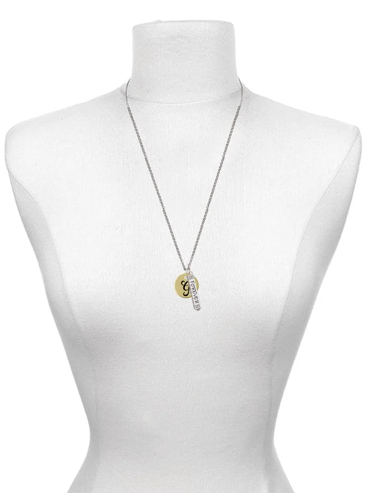 Goldtone Disc Letter G Bar Charm Necklace, 23" Q752393
