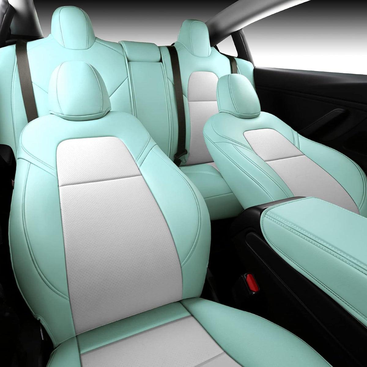 Synthetic Leather Car Seat Cushion Protector (Grey Y) O3512