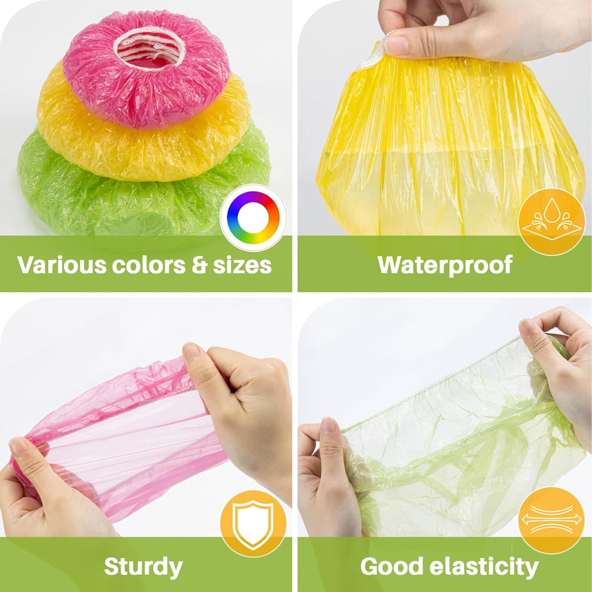 60 Pcs Reusable Elastic Plastic Bowl Covers A8060