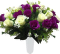 Purple White Artificial Cemetery Rose Flowers (1) H352
