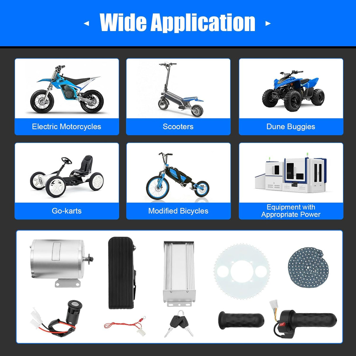 48-72V 3000W 6000RPM Brushless Motor Kit I13100