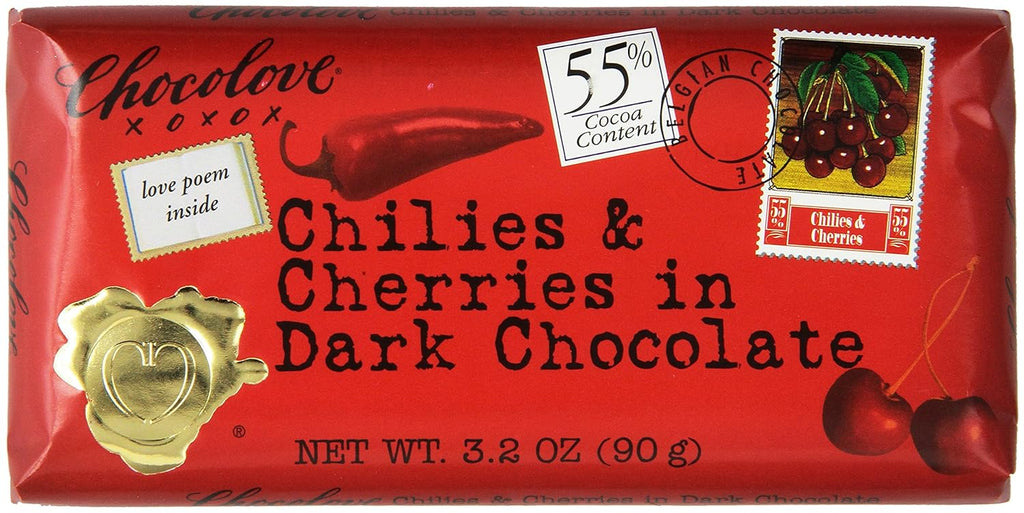 Dark Chocolate Chilies Cherries 3.2 Ounce Pack of 12 E72016