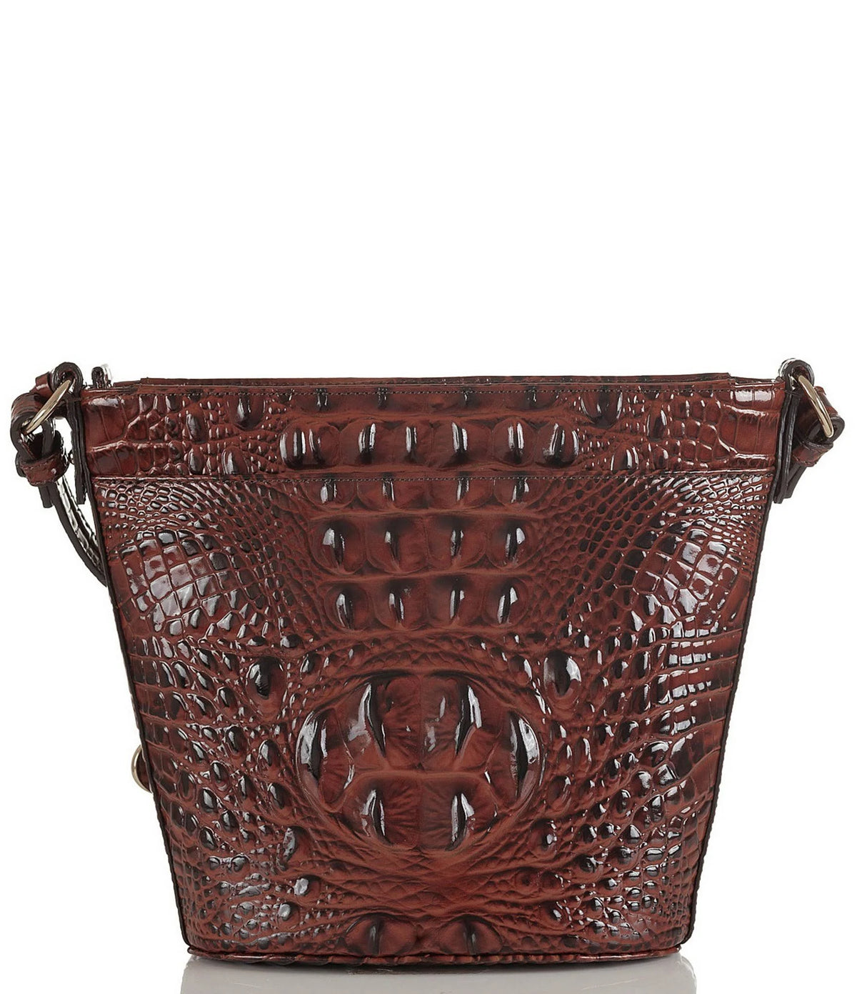 Pecan/Gold Embossed Leather Mini Crossbody M944