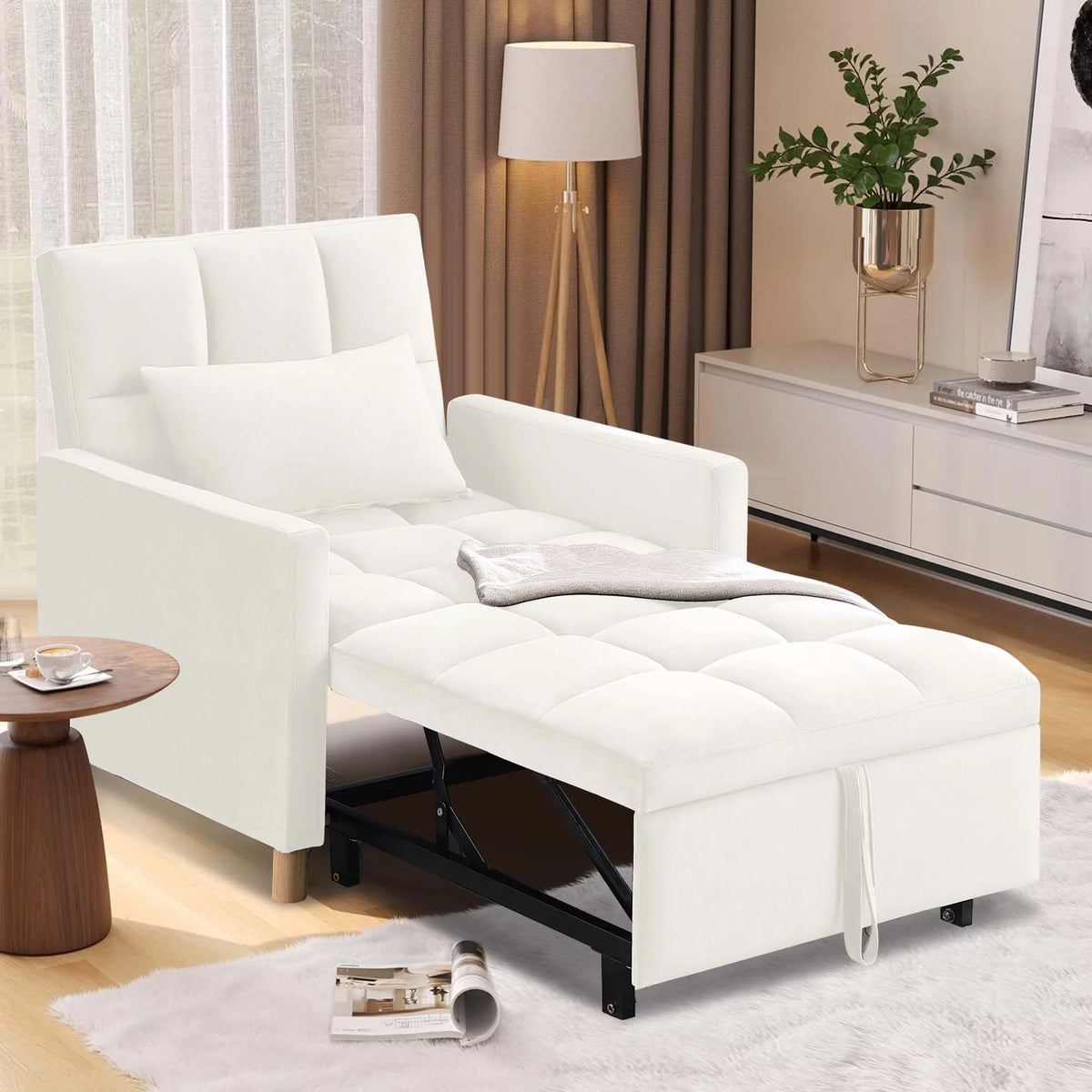 Gray Convertible Sleeper Chair Bed W6404