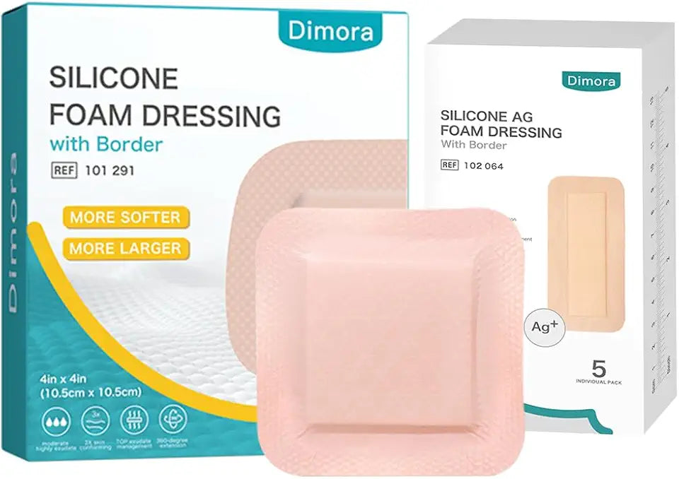 Silicone Foam Dressing 4"x 8" & 4"x4" I167