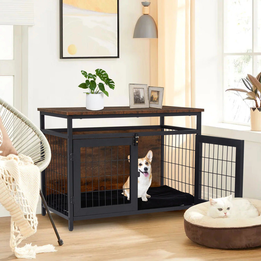 Dog Crate Furniture with Double Doors Y742576