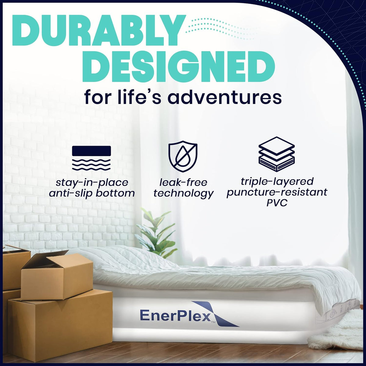 Twin 13 Inch Double Height Inflatable Air Mattress with Built-in Dual Pump D86566