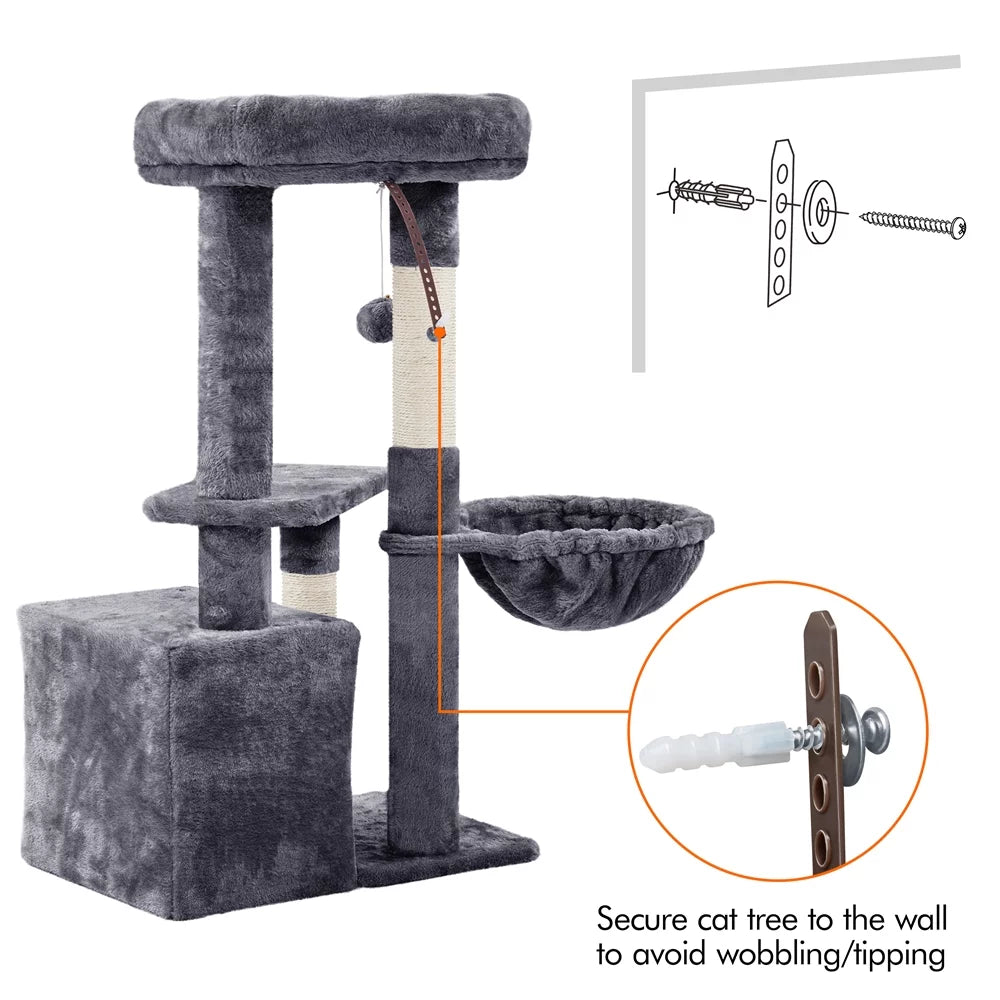 Dark Gray Cat Tree Tower with Condo and Perches T96714