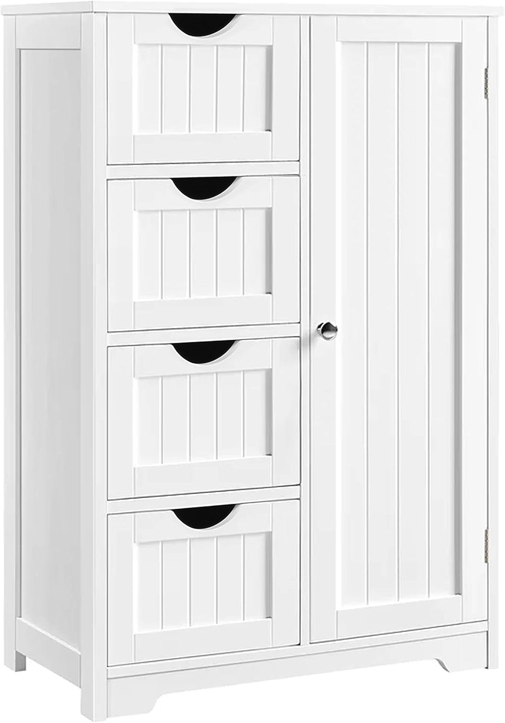 Grey Freestanding Wooden Bathroom Floor Cabinet with 4 Drawer and 1 Cupboard W672618