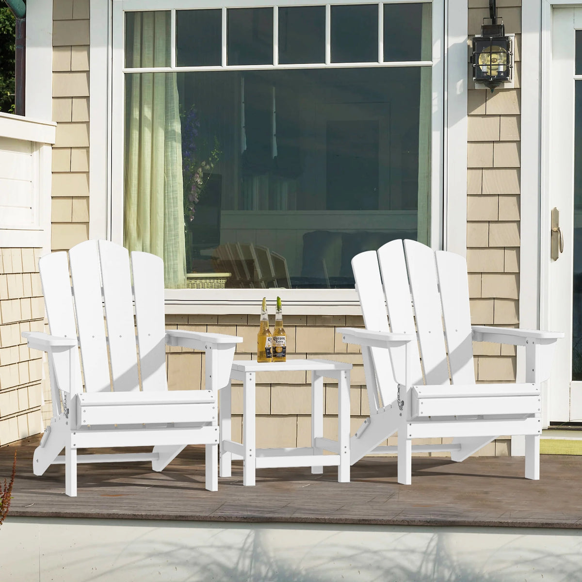 White HDPE Folding Adirondack Chair M720