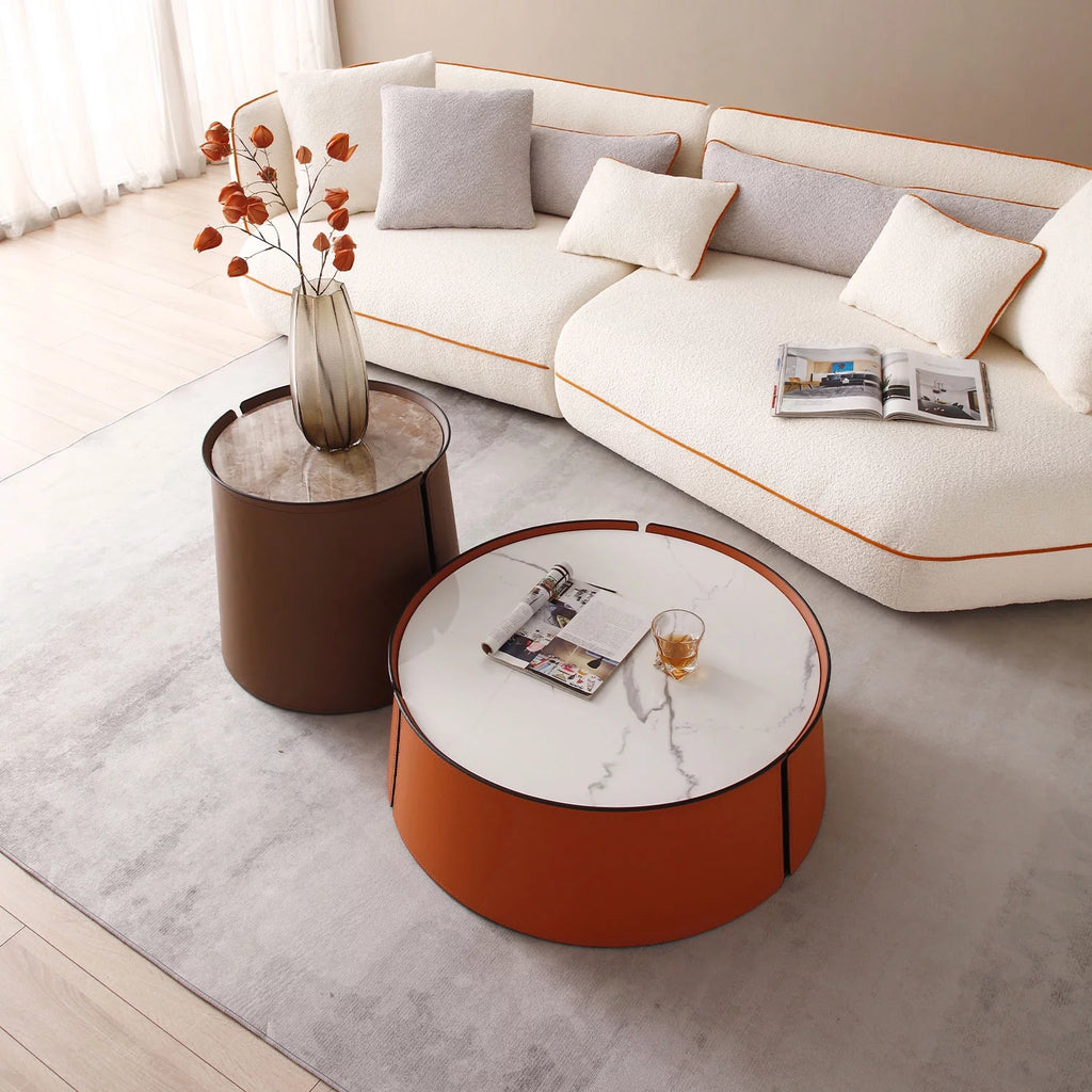 Mixed Media Coffee Table Set with Marble Top X3294