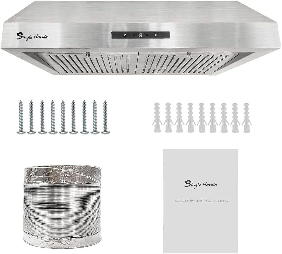 30 Inch Under Cabinet Range Hood, 525 CFM Stainless Steel Vent Hoods O5811
