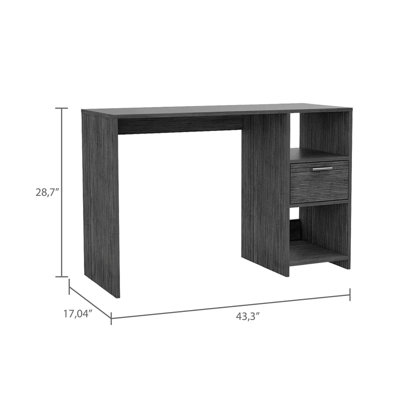 Grey Oak Computer Desk with Drawer and Two Shelves F2376